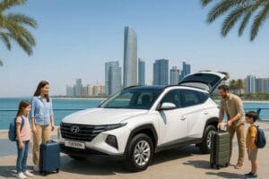SUV for long term family car hire in Abu Dhabi at the Corniche
