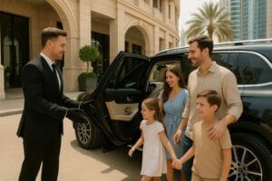 Family using private SUV hire from Dubai to Abu Dhabi